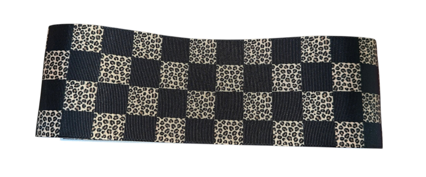 leopard checkered ribbon