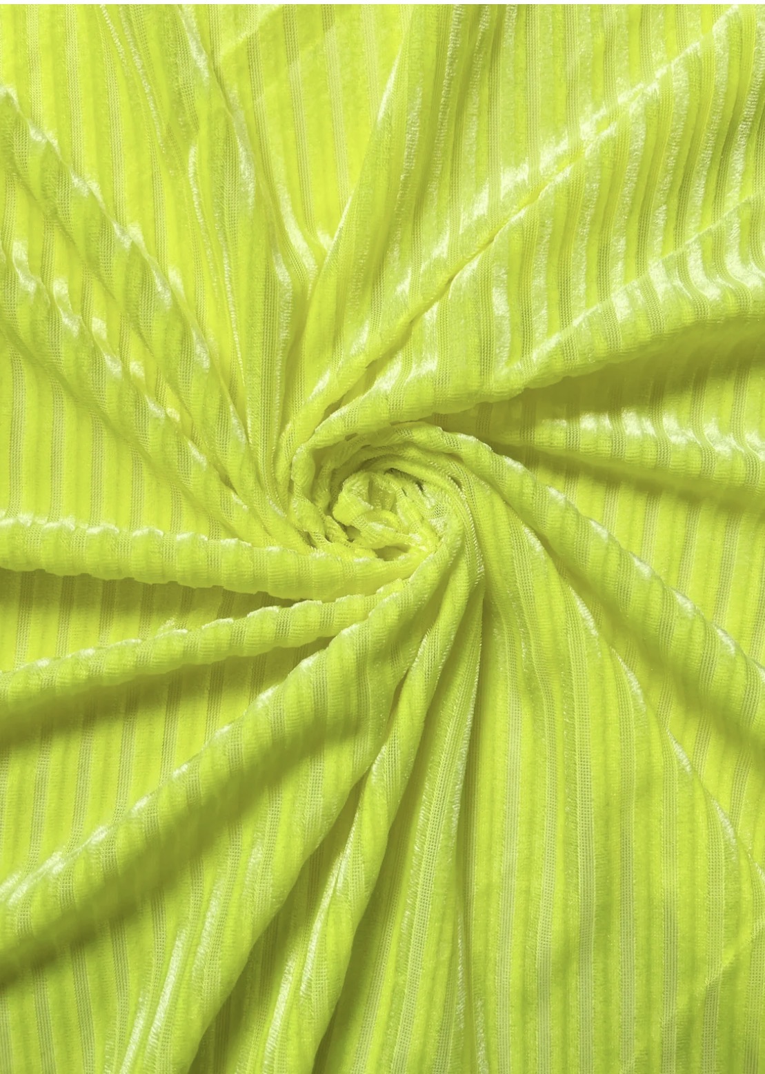 Neon yellow ribbed velvet