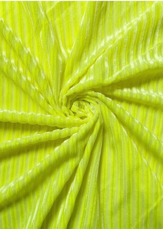 Neon yellow ribbed velvet
