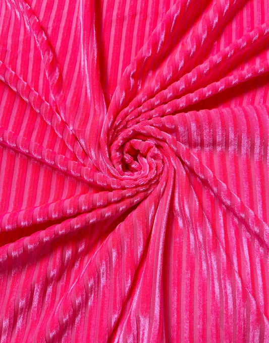 Neon pink ribbed velvet